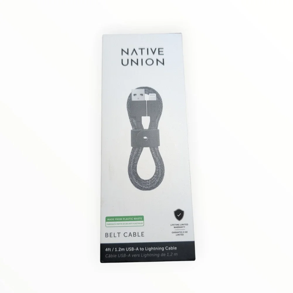 K5-O Native Union Belt Cable Lighting to USB-A Cable - Black/White Braided Cord